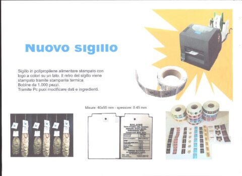 Stampante per Sigilli per Salumi a rotolo e Sigilli per Salumi